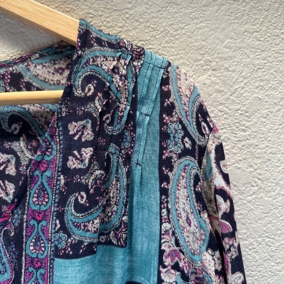 Lucky Brand Pullover style Top Tunic Moroccan Border Womens L Paisley Boho - Picture 7 of 14